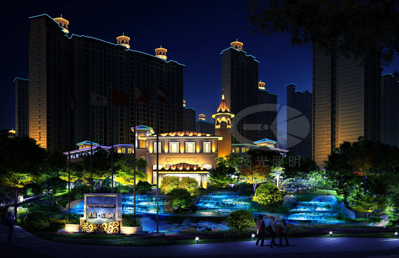 社區夜景亮（liàng）化設計效果圖