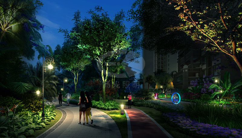 小區道路夜景照明（míng）設計效果圖
