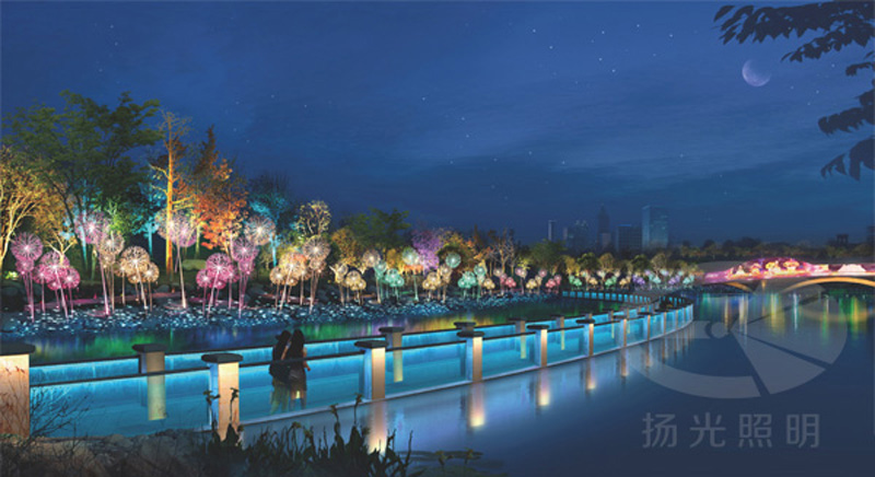 河道夜景亮化设计（jì）效果图