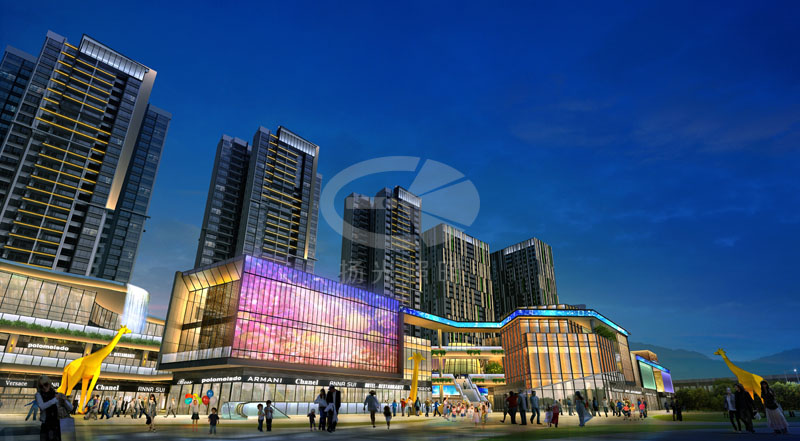 商業廣（guǎng）場夜景照明設計效果圖