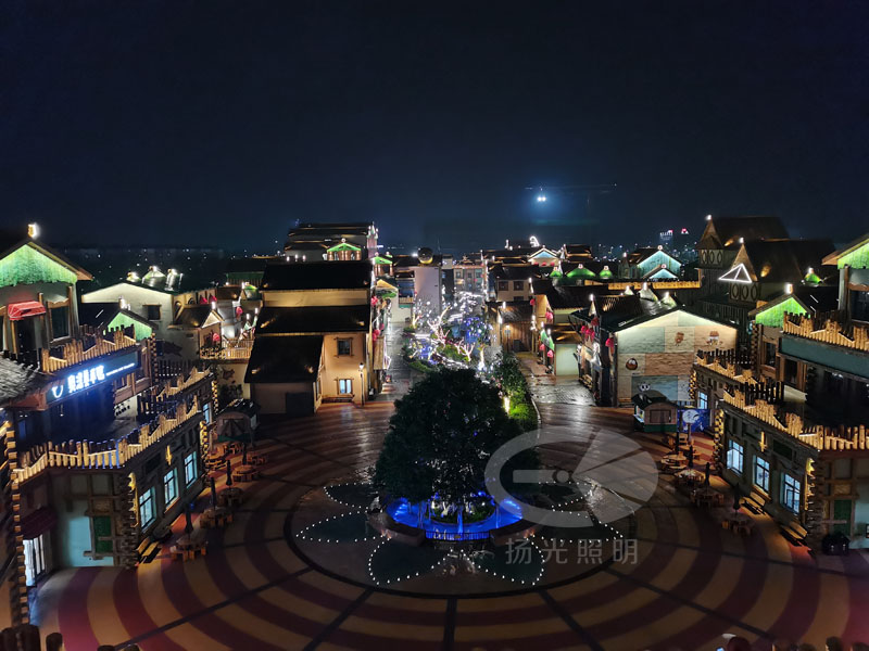 小鎮夜遊燈光夜（yè）景（jǐng）圖